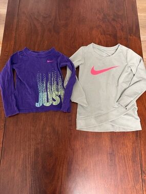 Two Toddler Girls Nike Long Sleeve Tops Size 3T